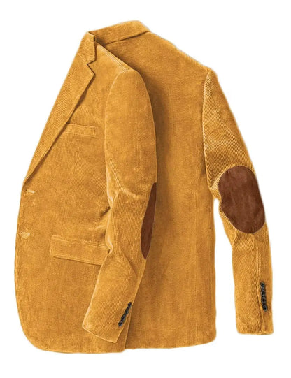 Men's Corduroy Blazer Business Casual Jacket with Elbow Patch Spring Fall Sport Coats Fashion Casual Single Breasted Men Jacket
