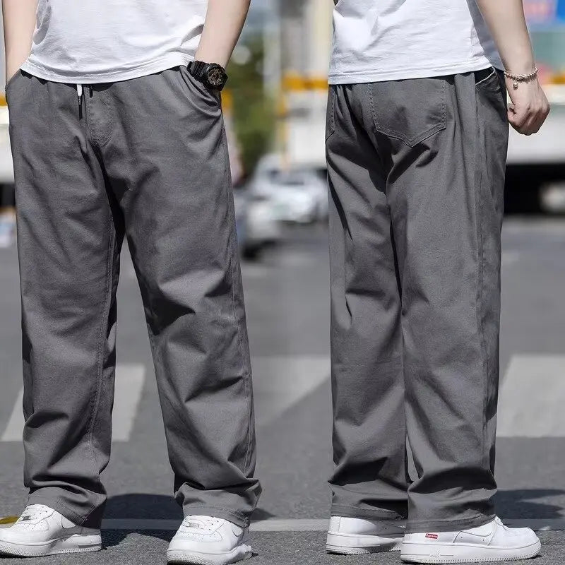 Men's Summer Workwear Pants Plus Size Loose Straight Leg Casual Trousers XL-8XL Big and Tall Large Summer Pants Asian Size