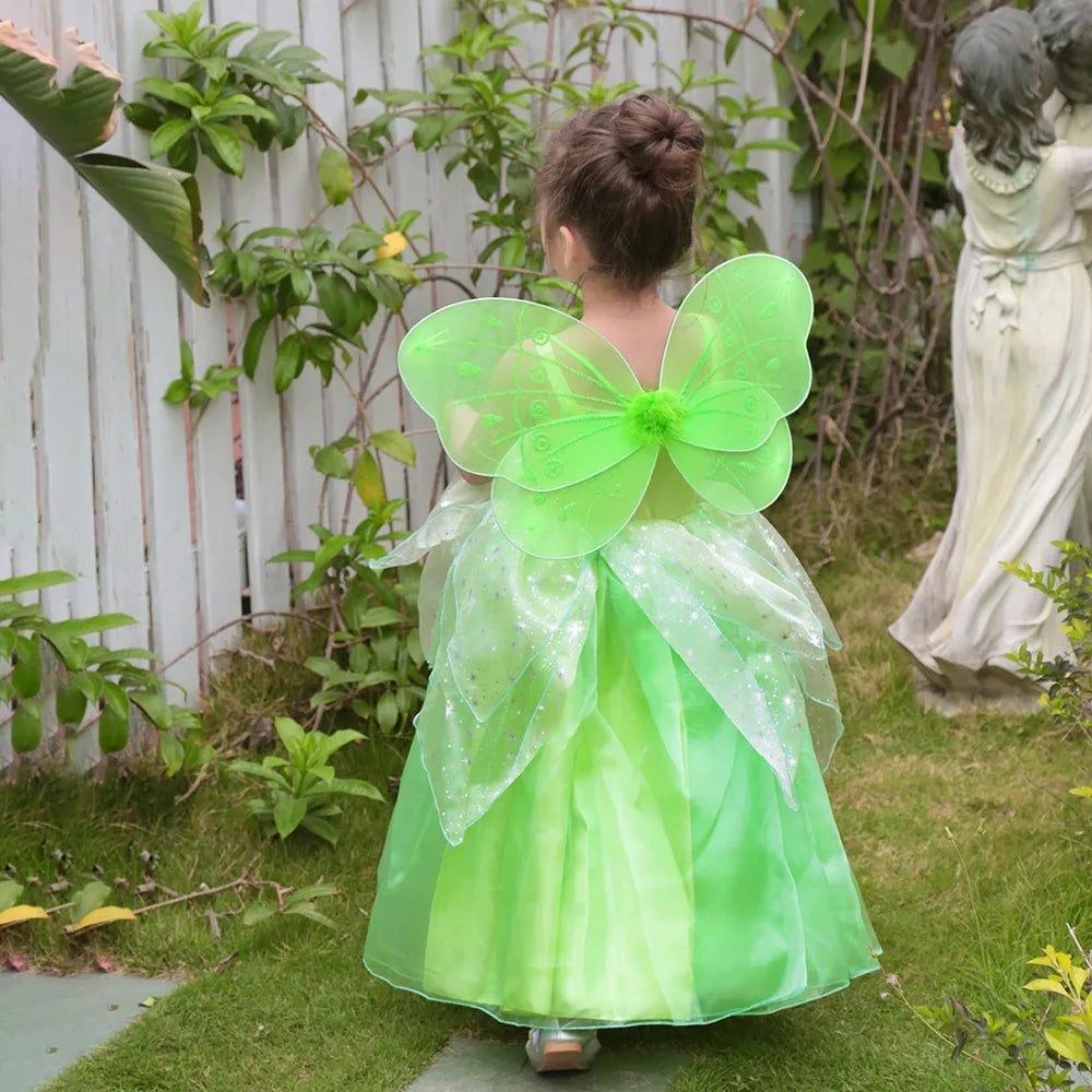 Girls Tinkerbell Fairy Dresses LED Light Up for Girls Costume Kids Cosplay Flower Fairy Princess Clothes Christmas Party Outfit
