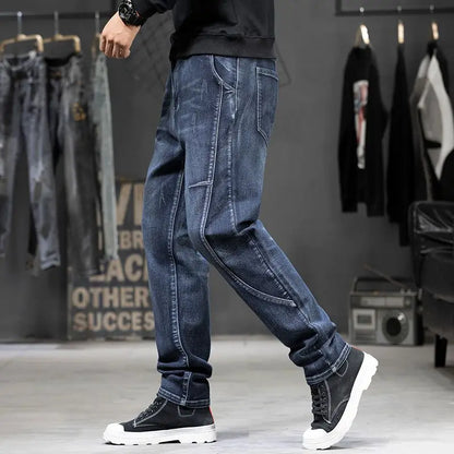 Summer Designer Clothes High Quality Punk Harajuku Fashion Casual Plus Size Slim Fit Denim Jeans for  2024 Cowboy Pants for Men