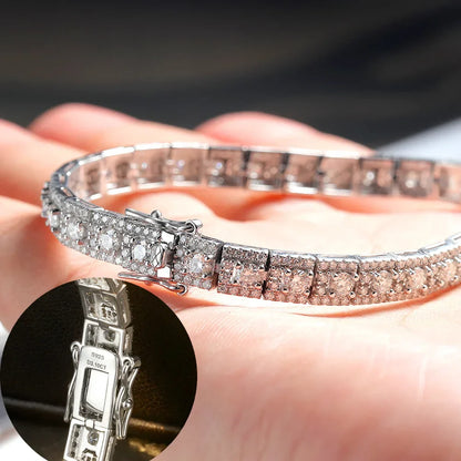 Luxury 3mm Full Moissanite Tennis Bracelet 100% S925 Silver D Color VVS1 Lab Diamond Chain Sparkling Fine Party Jewelry