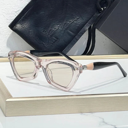 Cat Eye MaskeJ7 Handmade Classical Sunglasses Thick Acetate Irregular Germany Brand Design Luxury Fashion Trendy UV400 Men Women