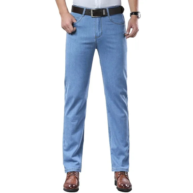2026 Classic Men Straight Jeans Homme Pantalon Streetwear Soft Black Blue Masculino Denim Mans Pants