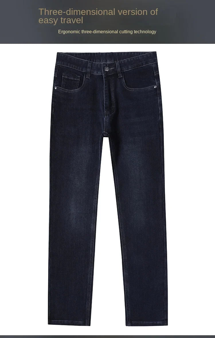 Men's Straight-leg Jeans High-quality Light Luxury Embroidered Casual Versatile Fashion Slimming Smooth Silhouette Style