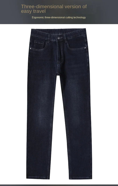 Men's Straight-leg Jeans High-quality Light Luxury Embroidered Casual Versatile Fashion Slimming Smooth Silhouette Style