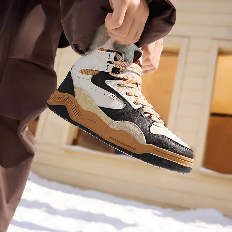 Men's Plus Velvet Skateboard Shoes New Classic Retro High-top Warm Wear-resistant Soft Male Sneakers 672436622A