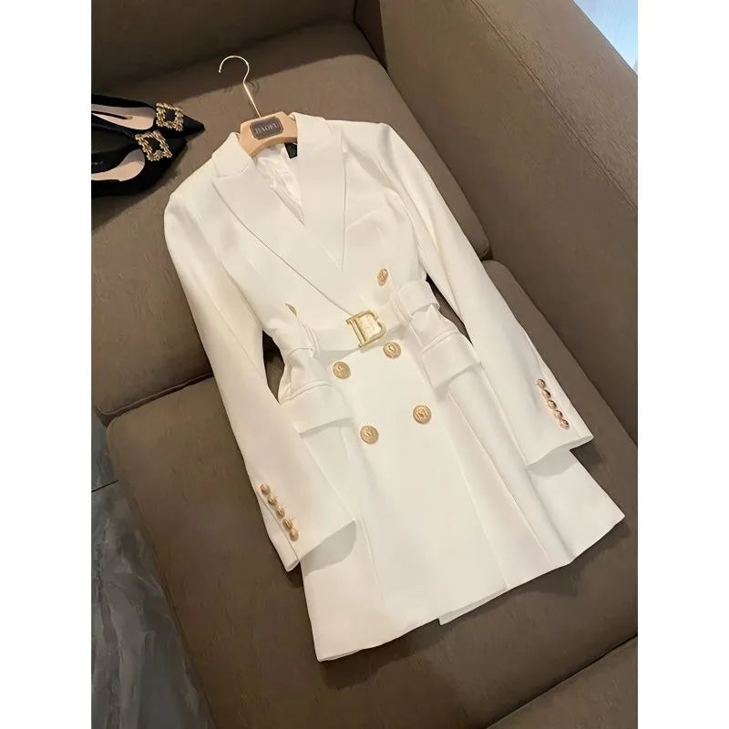 Design Sense Niche Waist Skirt Small Man Medium Length Celebrity Suit Dress Female Superior Sense of Temperament Balmain 2024