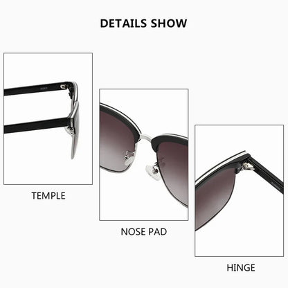 Fashion Half Frame Polarized Sunglasses High-quality Acetate Business Shade Unisex Square UV400 Certified Sun Glasses