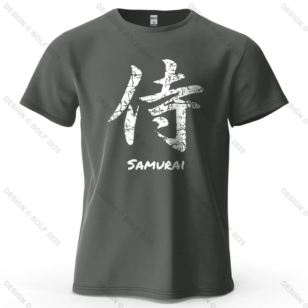 Samurai Character Printed Men's T-Shirt 100% Cotton Oversized Classic Asian Aesthetics Graphic Tees for Women Tees Streetwear