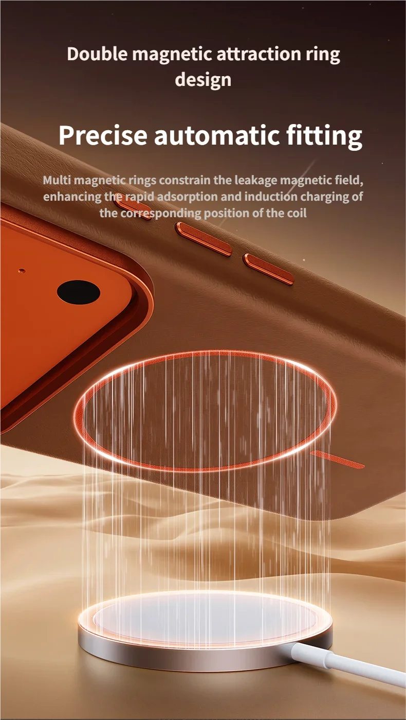 High-End Elephant Leather Texture Magnetic Phone Case for IPhone 17 Pro Max Air for Magsafe Wireless Charging Full Protect Cover