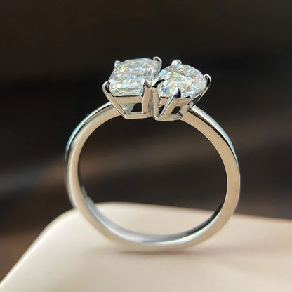 Moissanite Engagement Rings for Women 1ct/2ct D Color VVS1 Diamond with GRA S925 Sterling Sliver Promise Ring