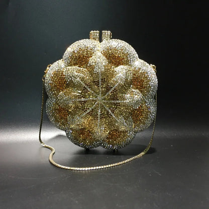 Rose Flower Crystal Evening Bags for Women Rhinestone Clutches Luxury Elegant Handbags Wedding Bride Gift Bags Banquet Shiny Bag