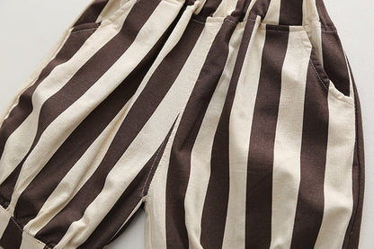 2Pcs T-shirt Shorts Set Baby Summer Clothes Fashion Casual Boy Girl Tee Stripe Shirts Suit Outfits Children Costume