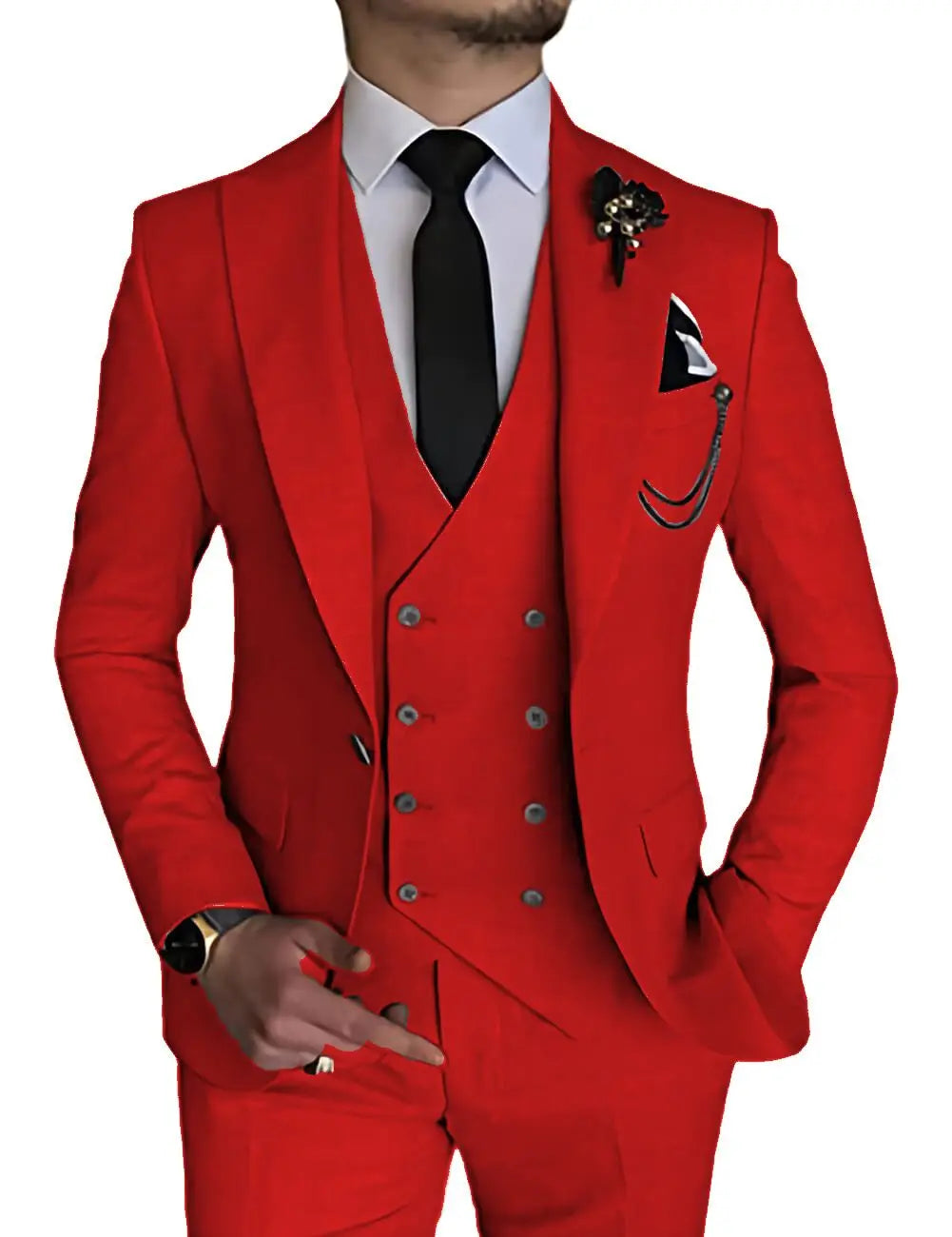 Dark Blue Slim Fit 3 Piece Wedding Suits for Men Best Man Groom Tuxedos Smart Casual Prom Party Business Costume Homme Male Set
