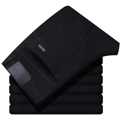 Men Classic Advanced Fashion Brand Pure Black Jeans Man Soft Breathe Stretch Slim Straight Denim Trousers Mens Pants Overalls