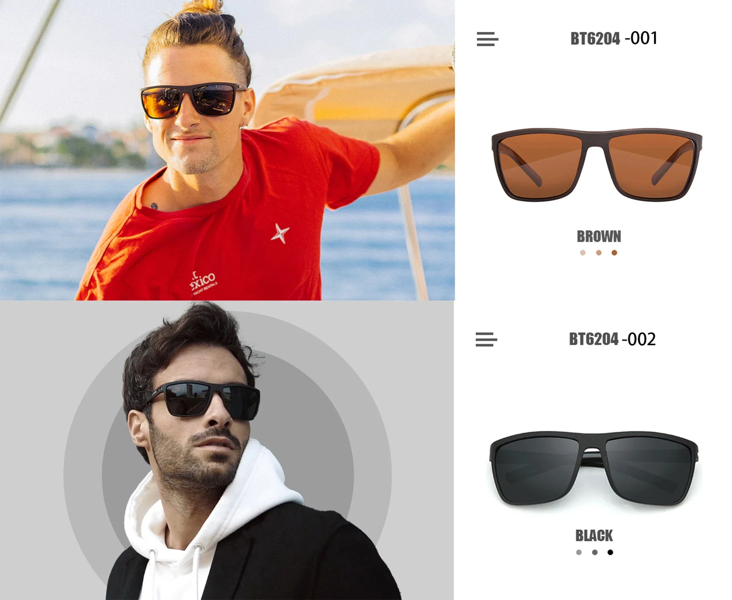 Polarized Sunglasses for Men Lightweight TR90 Frame UV400 Protection Square Sun Glasses