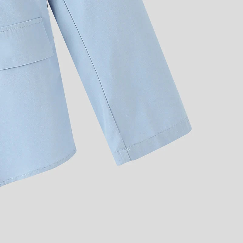 Men Irregular Blazer Lapel One-shoulder Long Sleeve Button Hollow Out Casual Suit Men Streetwear 2025 Fashion Thin Coats