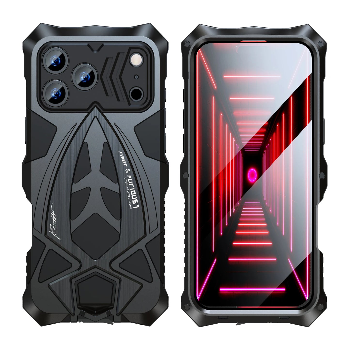 For iPhone 17 Pro Max Luphie Rugged Phone Case Armor Shockproof Metal Funda TPU Shell Bumper Cover Net 120g