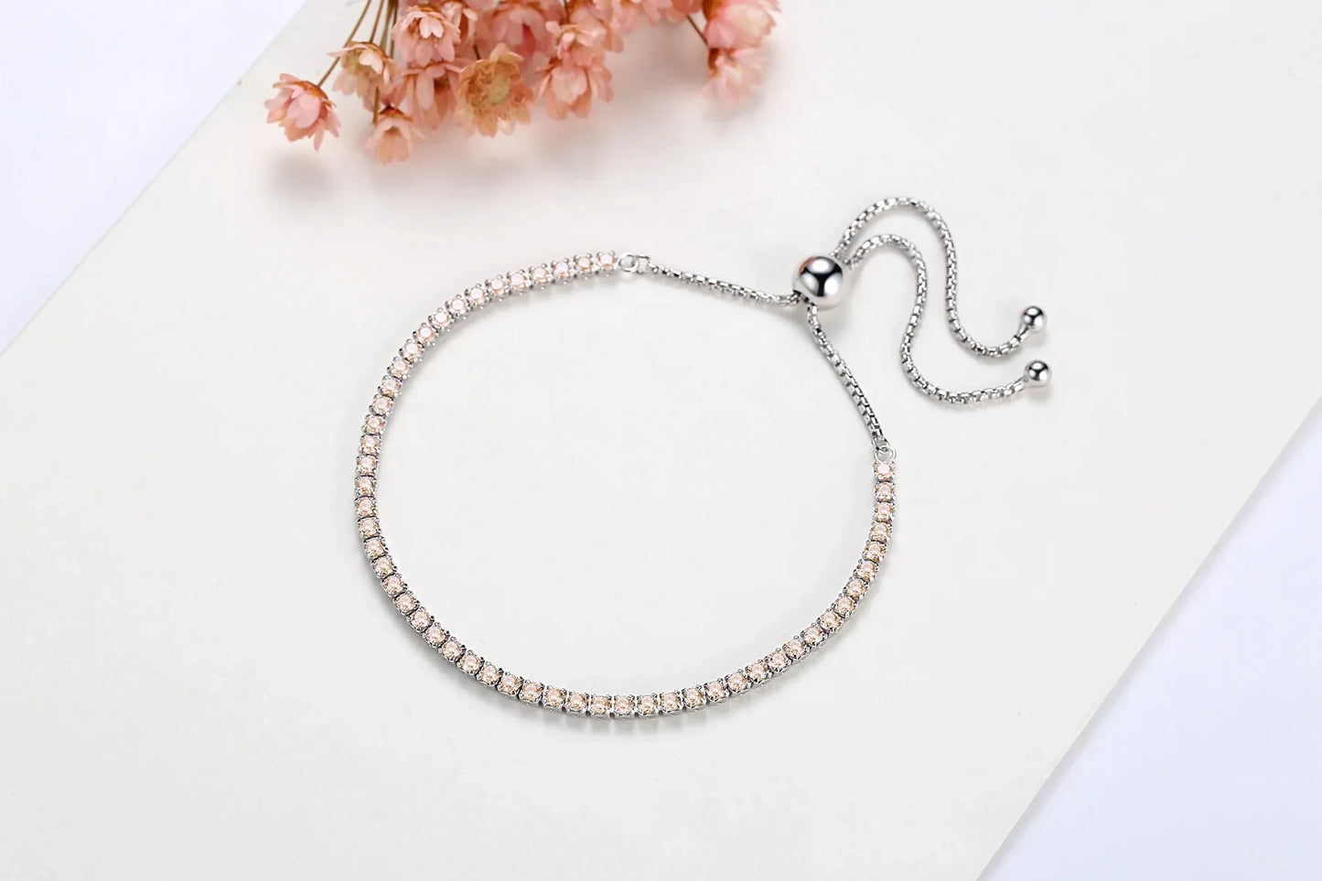 Full 2mm 0.03CT Moissanite Diamond Tennis Bracelet for Woman 925 Silver Plated 18K Rose Gold Adjustable Link Bracelets Gift