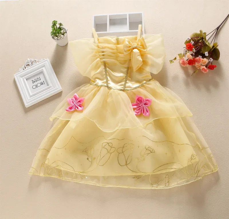 Girls Princess Dress Kids Disney Elsa Anna Snow White Aurora Sofia Rapunzel Cinderella Halloween Costume Children Birthday Party