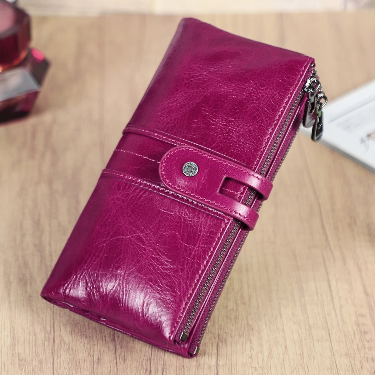 Men Clutch Wallet Genuine Leather Long Wallet Hasp Card Holder Vintage Male Zipper Coin Purse Money Clip Women Purse
