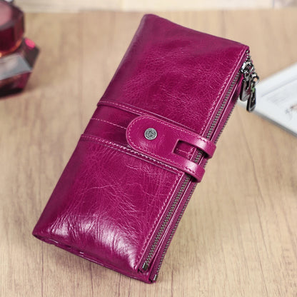 Men Clutch Wallet Genuine Leather Long Wallet Hasp Card Holder Vintage Male Zipper Coin Purse Money Clip Women Purse
