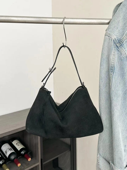 Genuine Grade Autumn Winter Big Boston Luxury Designer Tote Soft Matte Suede Leather Women Handbag Female Shoulder Crossbody Bag