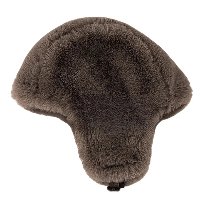 Men Winter Bomber Hat Outdoor Motorcycle Windproof Thicken Warm Faux Fur Pilot Earflap Hat Leather Thermal Ushanka