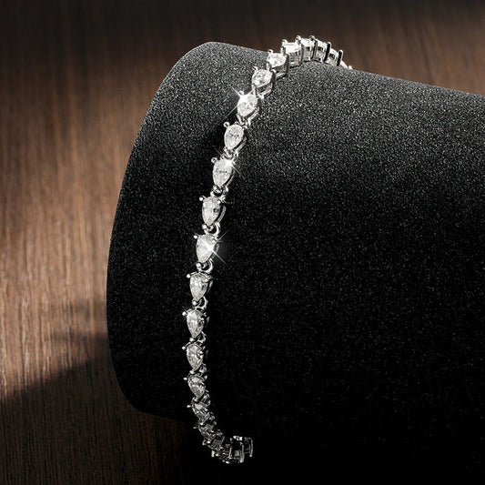 Bracelet tennis en moissanite taille poire D VVS1, certifié GRA, en argent sterling 925, bracelets tennis délicats en or 18 carats pour femme et homme