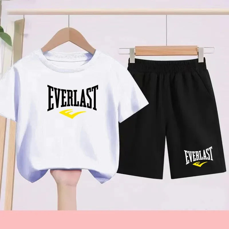 T-shirt d'été pour garçons et filles, manches courtes sportives pour enfants de 7 à 13 ans, pantalons à caractères, confortables