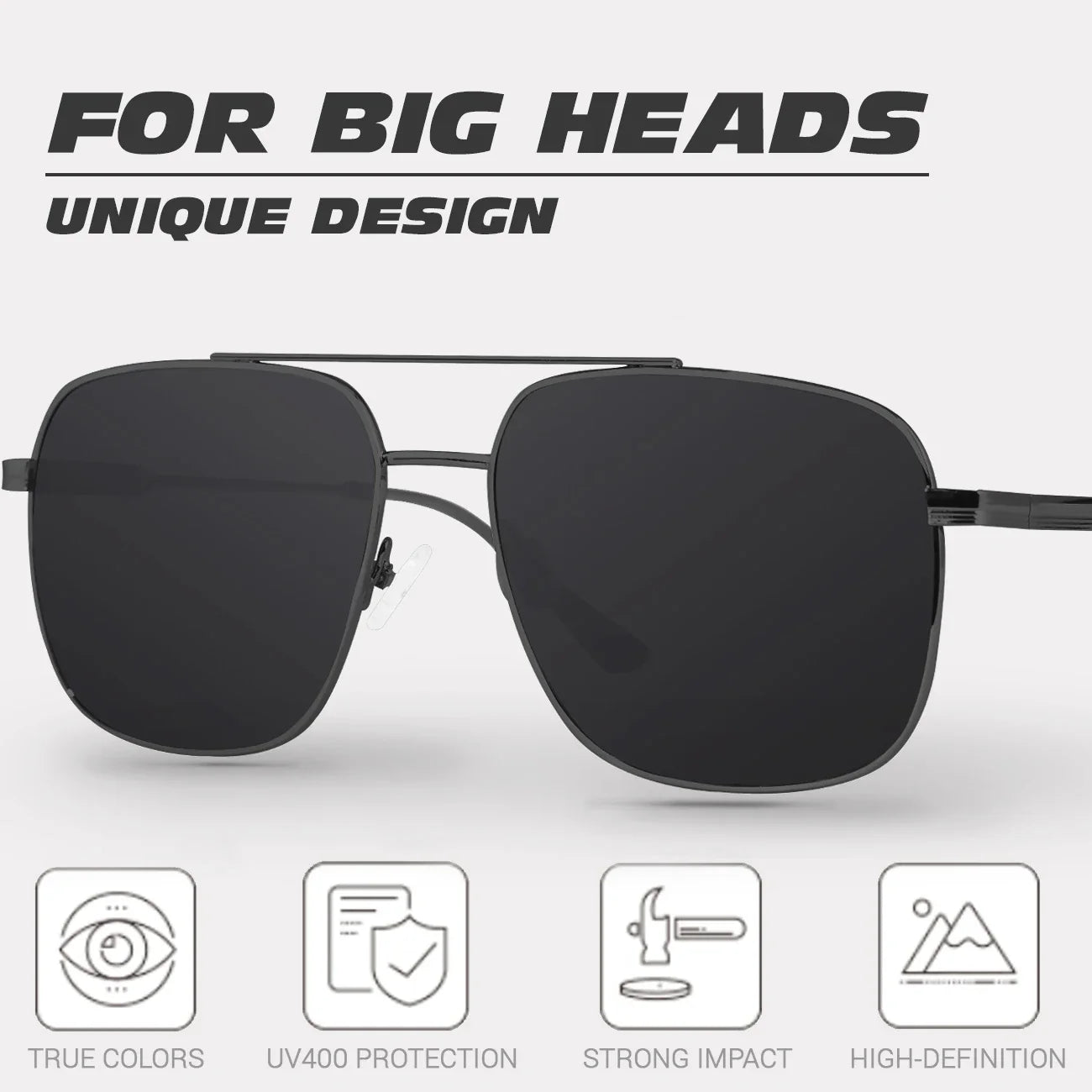 XXL Size Large Polarized Sunglasses for Men Big Wide Heads Metal 151MM Glasses lentes de sol para hombre 8222