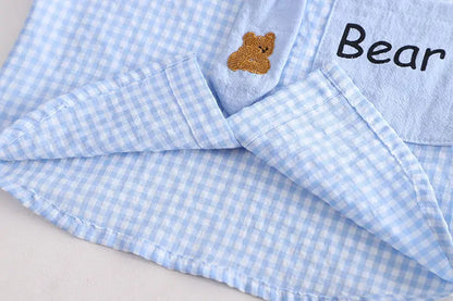 Summer Casual Plaid T-Shirt And Pants Set with Tie for Baby Boys Cotton Toddler Outfit 2Pcs Clothing Suit Kids Clothing