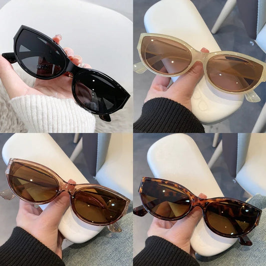 Cycling 4pcs Retro Cat Eye Women Sunglasses Fashion Small Frame High-end Trend Accessory Vintage Brand Sun Glasses UV Resistant