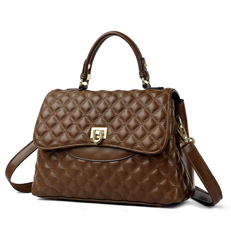 New Women's Soft Leather Shoulder Bags Multi-Layer Pockets Messenger Crossbody Bags Luxury Designer Female Handbags and Purses