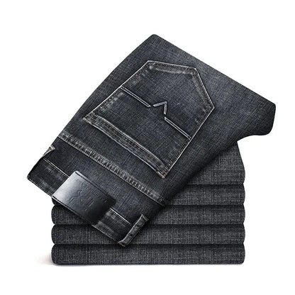 2026 Regular Fit Jeans Classic Style  Spring Summer New Men's Light Blue Stretch Denim Fabric Pants Male Brand