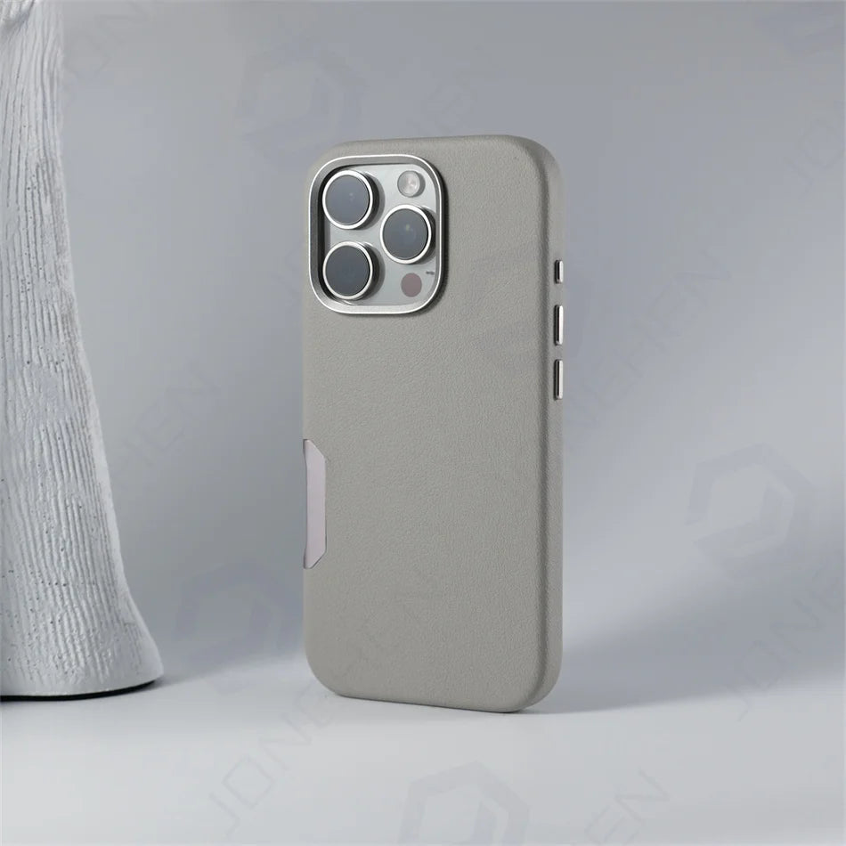 For Magsafe Leather High Quality Alloy Camera Button Magnetic Case For iPhone 16 Pro Max 16pro Wireless Charge Shockproof Cover