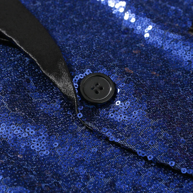 Shiny Gold Men Sequin Glitter Embellished Blazer Jacket, Nightclub Prom Suit Coats Mens Costume Homme Stage Clothes For Singers