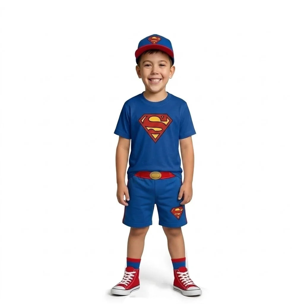 2026 New Casual Summer Kids Boys DC Superhero Batman Superman Flash Graphic Short Sleeve T-Shirt Shorts Outfit Set