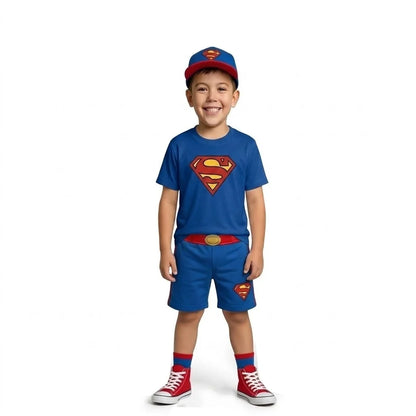 2026 New Casual Summer Kids Boys DC Superhero Batman Superman Flash Graphic Short Sleeve T-Shirt Shorts Outfit Set