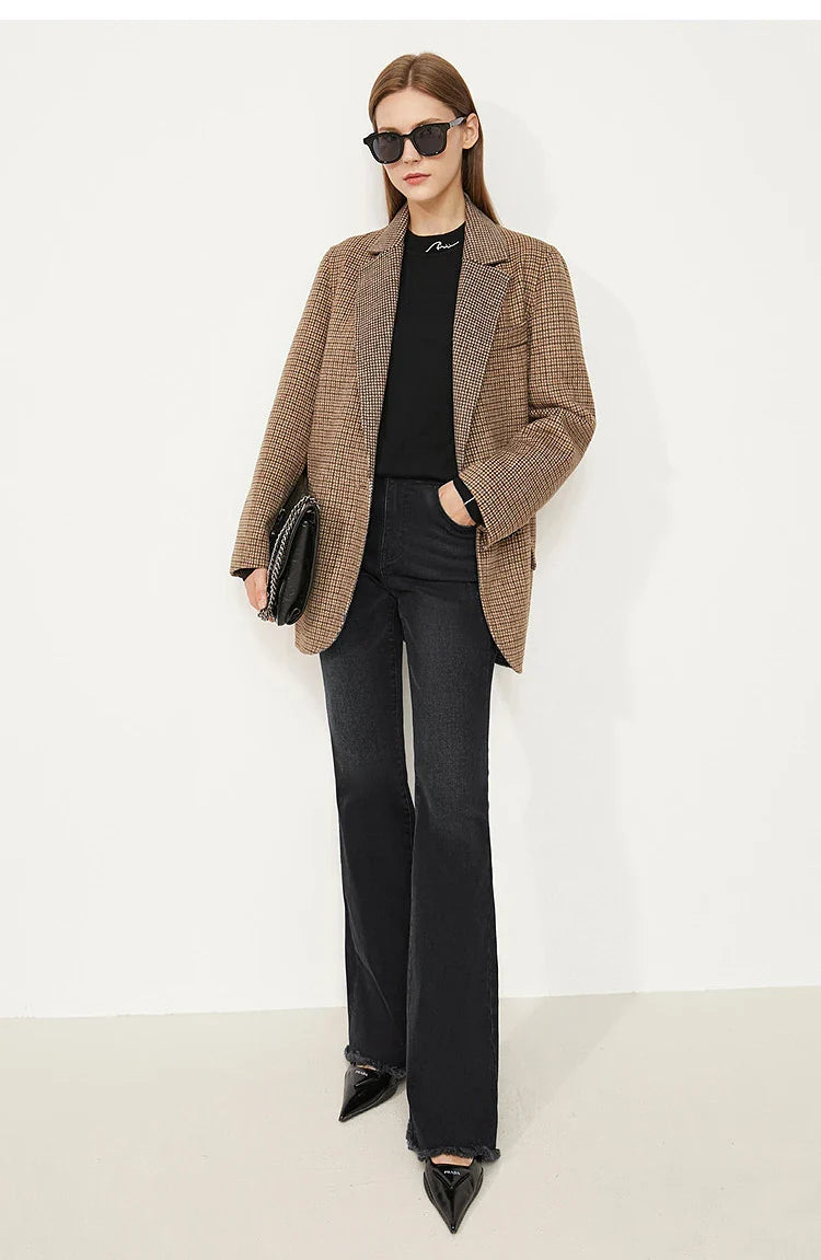 Jeans For Woman 2025 Winter New Slim-fit Warm Versatile Flared Pants Simple Commuter Casual Casual Woman Trousers 12344022
