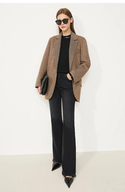Jeans For Woman 2025 Winter New Slim-fit Warm Versatile Flared Pants Simple Commuter Casual Casual Woman Trousers 12344022