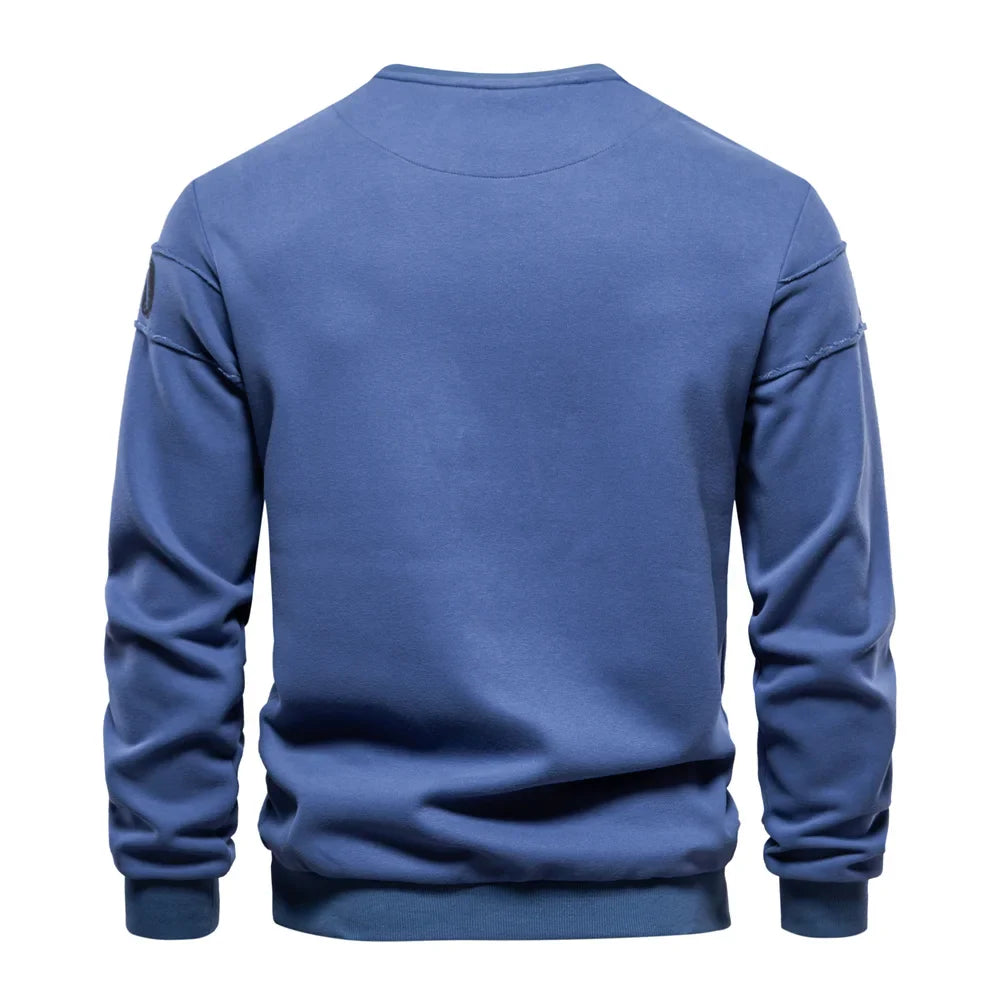 High Quality Smooth Patchwork Printed Sweatshirts for Men Fashion Youth O-neck Sportwear Tops Mens Sweatshirt