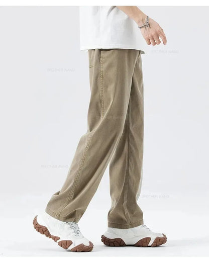 Ultra Thin Baggy Jeans Men's Summer New in Lyocell Soft Breathable Straight Trousers Elastic Waist Casual Blue Gray Wide Pants
