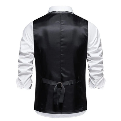 Men Suit Vest Vintage Striped Single-breasted Man Waistcoats Business Casual Slim Sleeveless Male Party Dress Vests