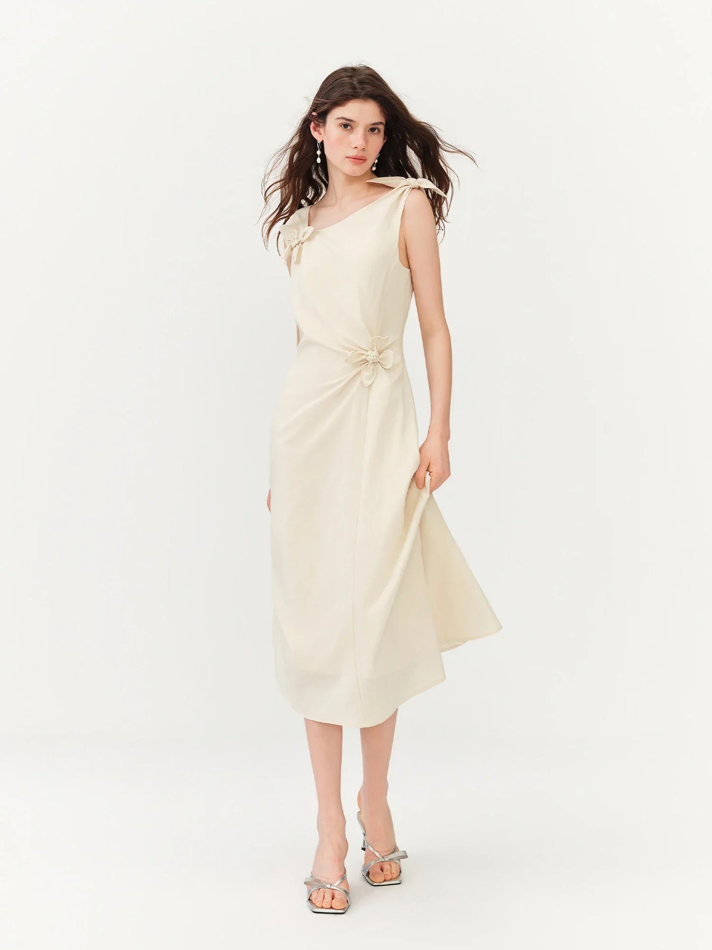 Summer Women's French Style Spaghetti Strap Slip Elegant Dress Waist-Cinching Maxi Coquette Effortless Style