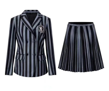 Girls Costumes Kids Black Striped Uniform Suit Birthday Party Halloween Cosplay Dresses For Kids