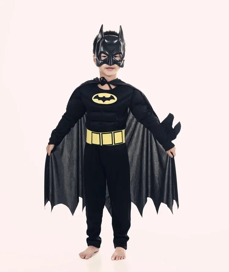 Boy Girl Bat Cosplay Jumpsuit Hero Costume Suit with Cape Mask Men Superhero Wayne Cosplay High quality Halloween Carnival Party