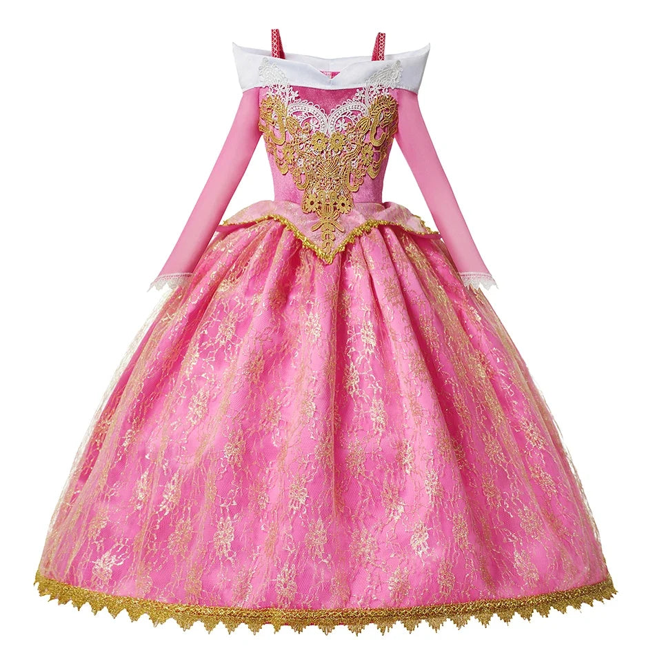 Girls Sleeping Beauty Aurora Cosplay Princess Dress Kids Rapunzel Frozen Elsa Cinderella Costume Party Clothing 2-10Years