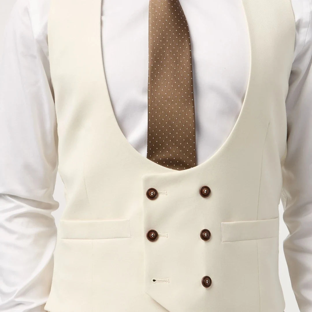 Men Vest White Double Button With Pocket Solid Waistcoat For Wedding Banquet Business Work Office Casual Daily Men Suit Vest