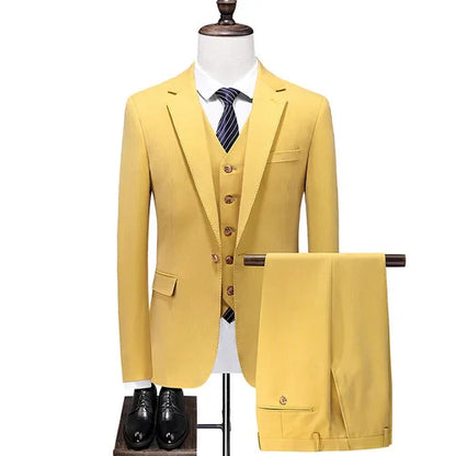 27 Colors ( Blazer + Vest + Pants ) Boutique Fashion Plaid Formal Office Business Mens Suit Three Pieces Groom's Wedding Dress